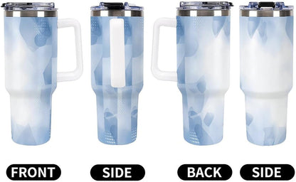 Leakproof Tumbler Vacuum Sealed Car Holder Friendly For Travel Teal And Peach Tropical Palm Leaf Pattern Water Tumbler white-style-23 - Colors A