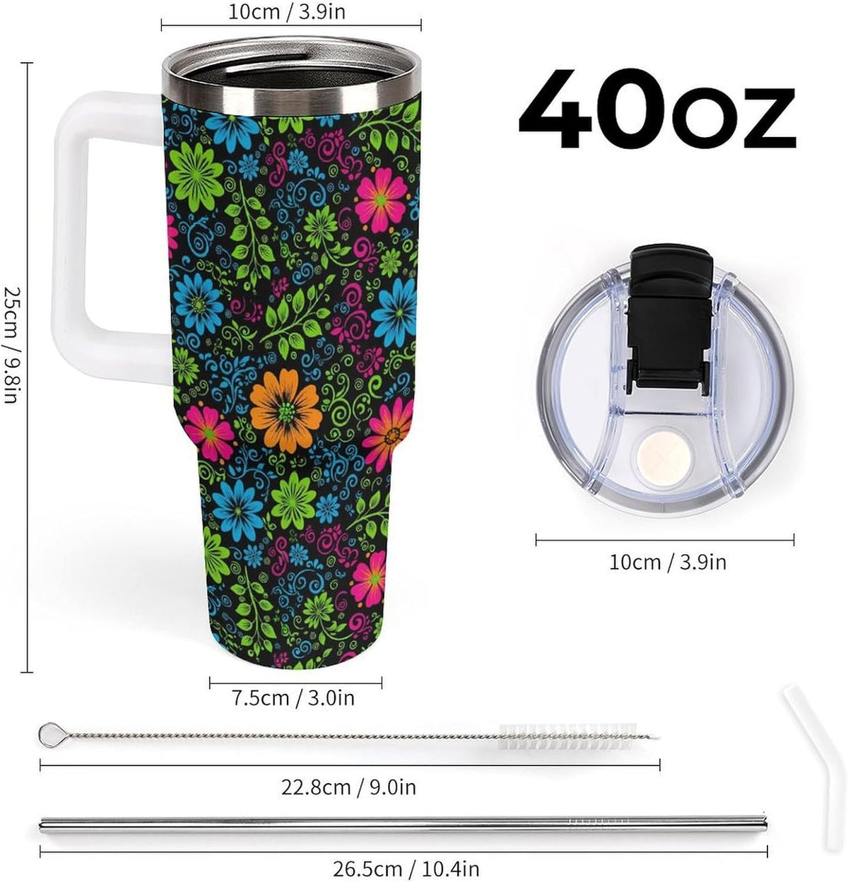 Leakproof Tumbler Vacuum Sealed Car Holder Friendly For Travel Teal And Peach Tropical Palm Leaf Pattern Water Tumbler white-style-23 - Colors A