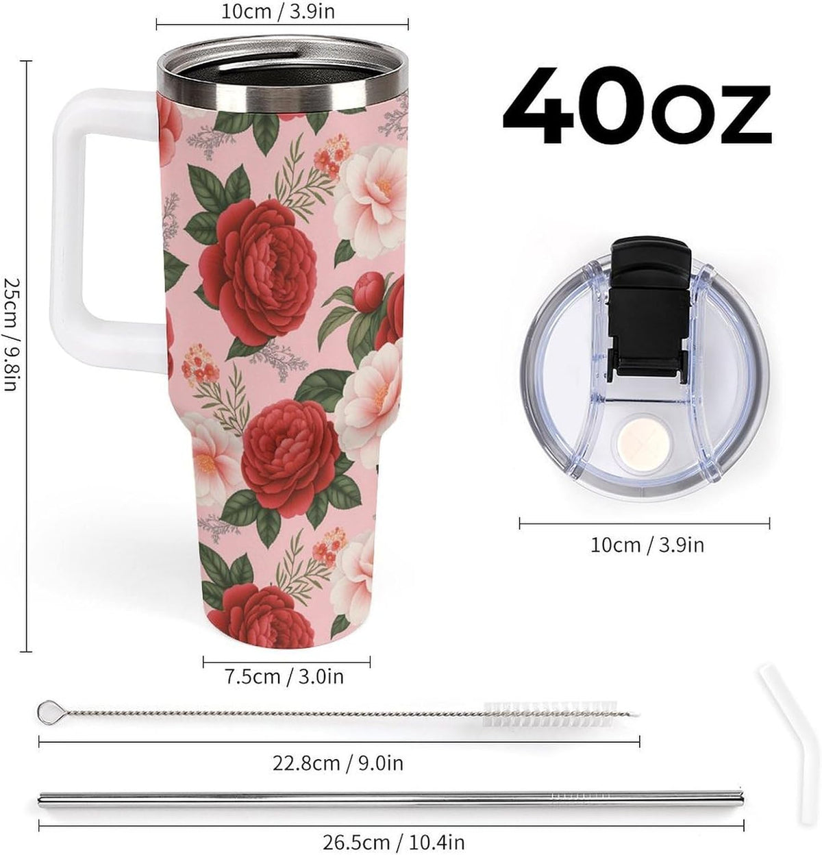 Leakproof Tumbler Vacuum Sealed Car Holder Friendly For Travel Teal And Peach Tropical Palm Leaf Pattern Water Tumbler white-style-23 - Colors A
