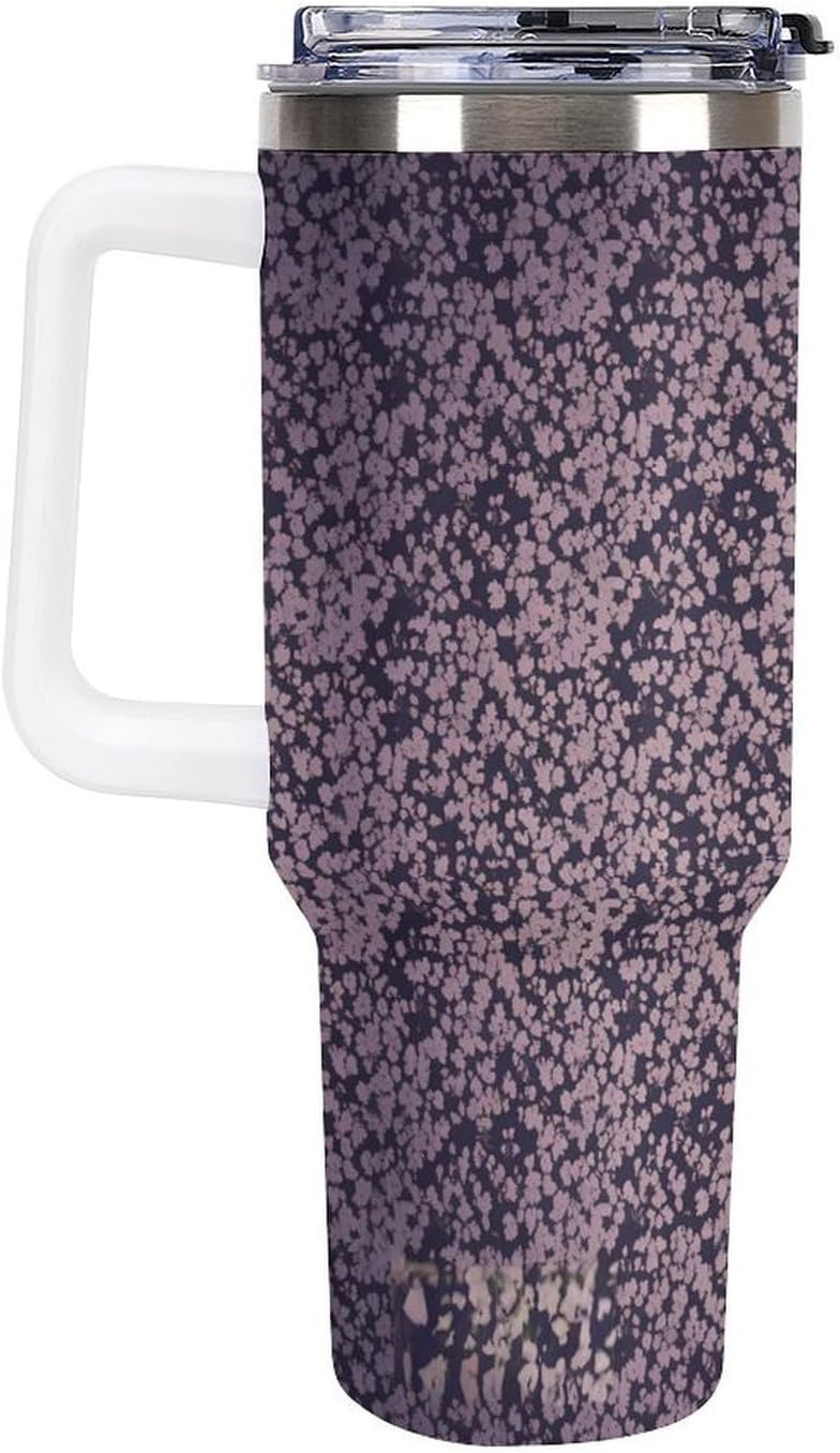 Leakproof Tumbler Vacuum Sealed Car Holder Friendly For Travel Teal And Peach Tropical Palm Leaf Pattern Water Tumbler white-style-23 - Colors A