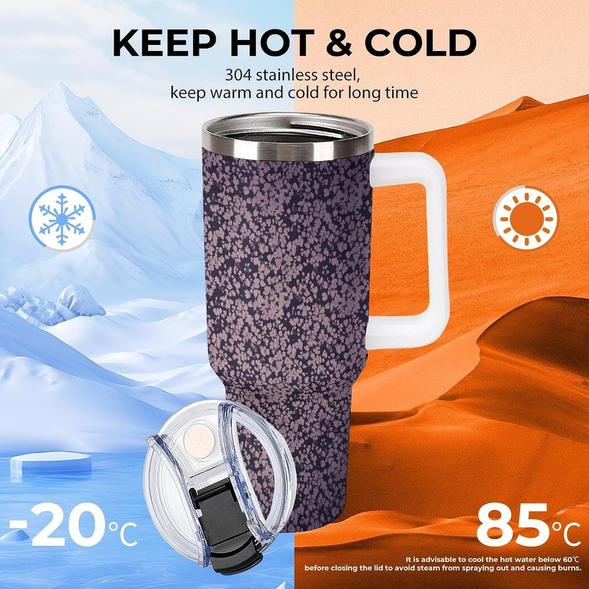 Leakproof Tumbler Vacuum Sealed Car Holder Friendly For Travel Teal And Peach Tropical Palm Leaf Pattern Water Tumbler white-style-23 - Colors A
