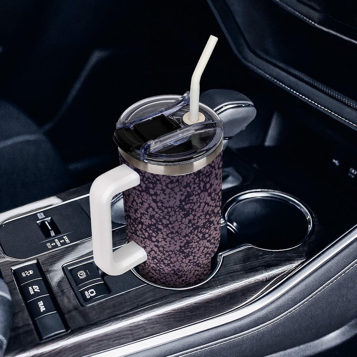 Leakproof Tumbler Vacuum Sealed Car Holder Friendly For Travel Teal And Peach Tropical Palm Leaf Pattern Water Tumbler white-style-23 - Colors A