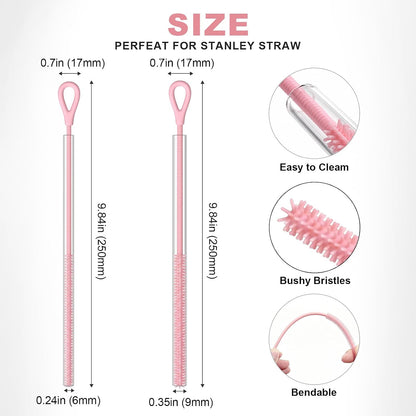 Straw Cleaner Brush for Stanley, 10Pcs Reusable Extra Long Straws Cleaning Brush for 14oz 20oz 30oz 40oz Stanley Mug, Cleaning Brushs for All Plastic, Glass, Stainless and Silicone Straw