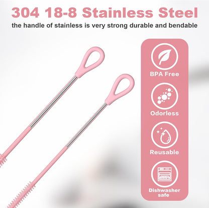 Straw Cleaner Brush for Stanley, 10Pcs Reusable Extra Long Straws Cleaning Brush for 14oz 20oz 30oz 40oz Stanley Mug, Cleaning Brushs for All Plastic, Glass, Stainless and Silicone Straw