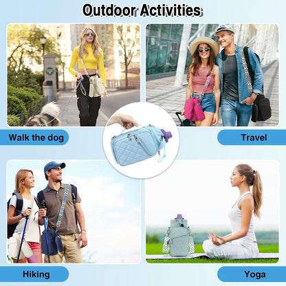 Water Bottle Carrier Bag with Strap, Water Bottle Holder Crossbody Bags for Women Men for Walking, Hiking,Cycling