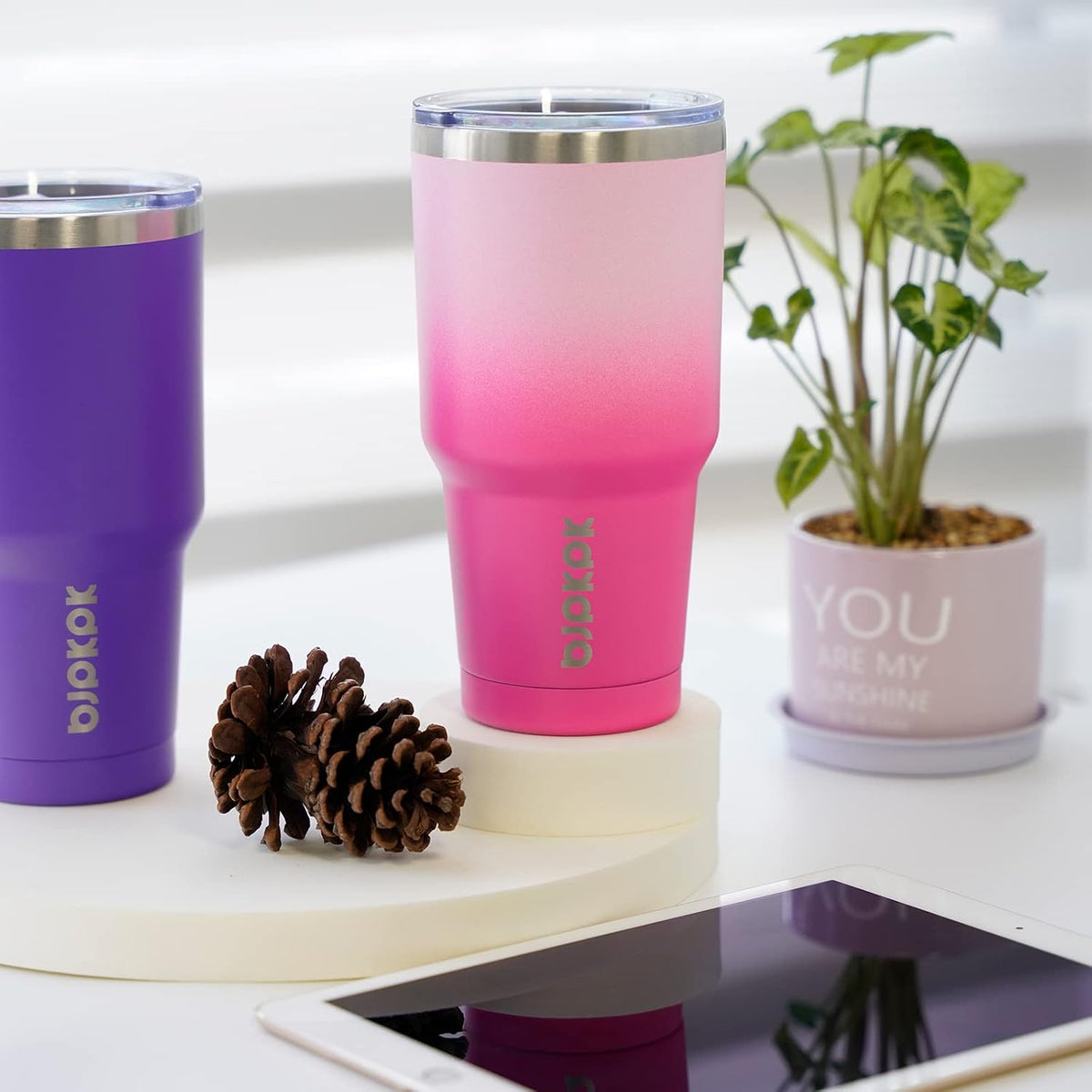 20 oz Coffee Tumbler with Lid & Straw, Insulated Stainless Steel Mug - Colors A