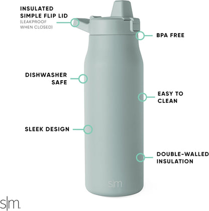 Insulated Filtered Water Bottle | 34oz, Green