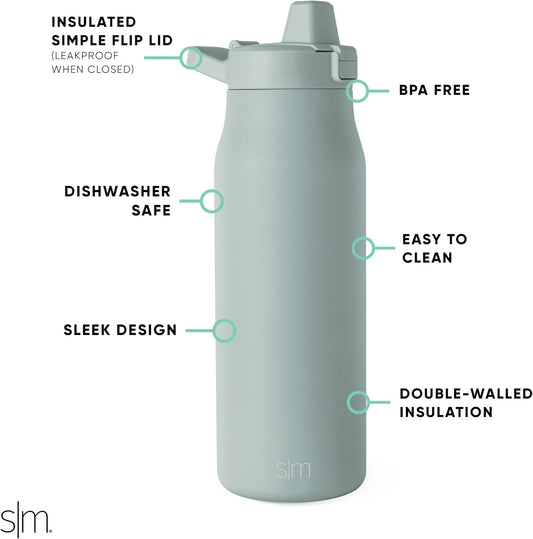 Insulated Filtered Water Bottle | 34oz, Green
