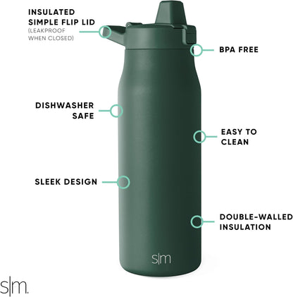 Insulated Filtered Water Bottle | 34oz, Green