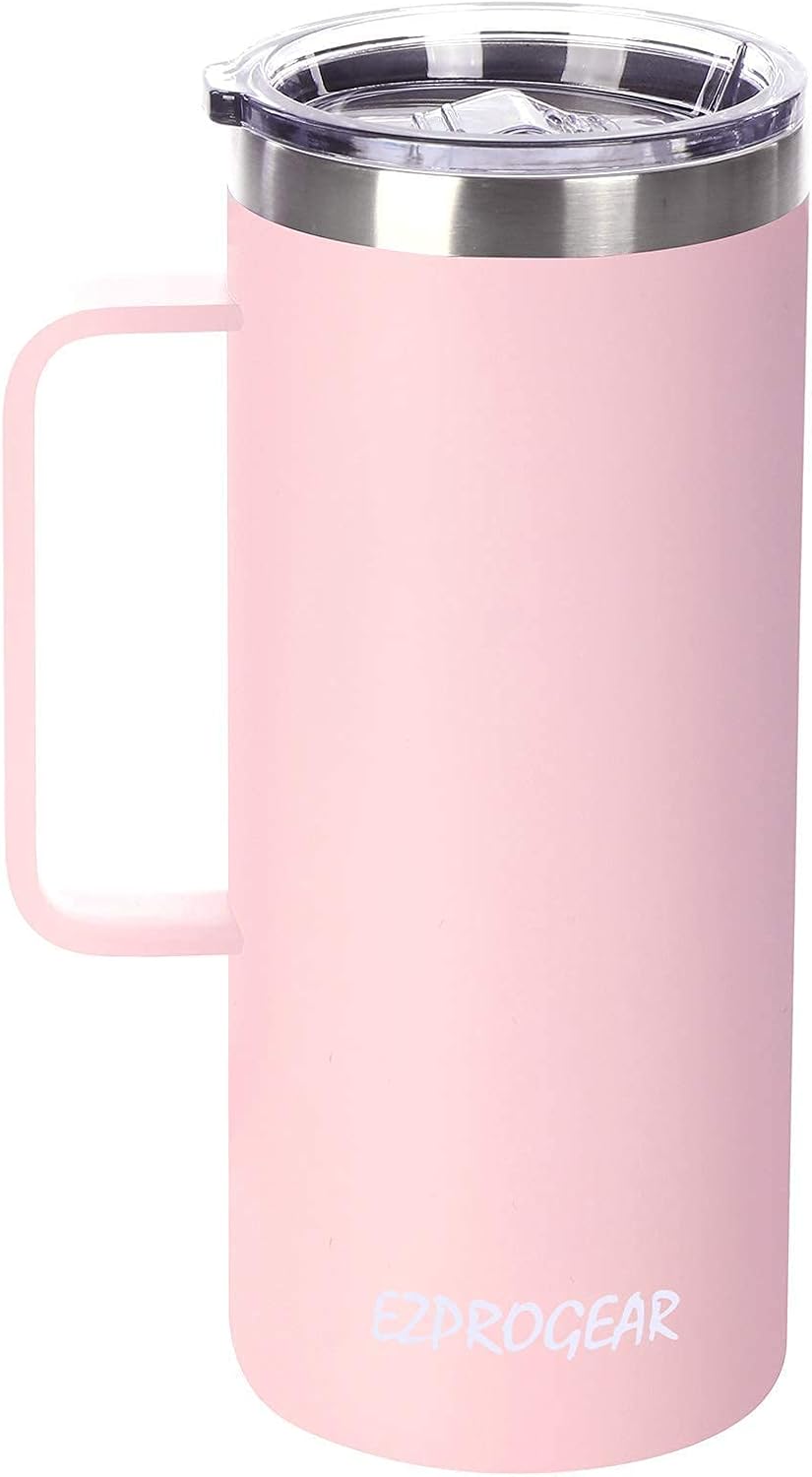 40oz Insulated Tumbler with Handle, Rose Gold | Stainless Steel, Double Wall Vacuum Insulated, Includes Lid & Straws, BPA Free
