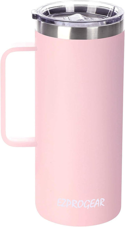 40oz Insulated Tumbler with Handle, Rose Gold | Stainless Steel, Double Wall Vacuum Insulated, Includes Lid & Straws, BPA Free