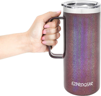 40oz Insulated Tumbler with Handle, Rose Gold | Stainless Steel, Double Wall Vacuum Insulated, Includes Lid & Straws, BPA Free