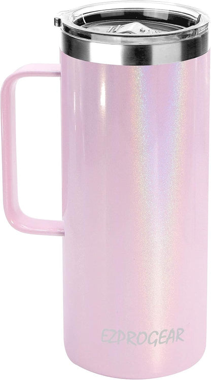 40oz Insulated Tumbler with Handle, Rose Gold | Stainless Steel, Double Wall Vacuum Insulated, Includes Lid & Straws, BPA Free