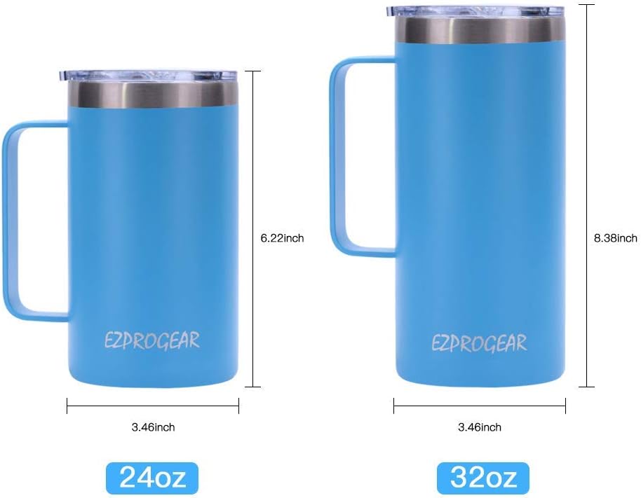 40oz Insulated Tumbler with Handle, Rose Gold | Stainless Steel, Double Wall Vacuum Insulated, Includes Lid & Straws, BPA Free