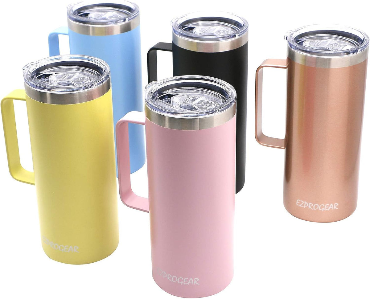 40oz Insulated Tumbler with Handle, Rose Gold | Stainless Steel, Double Wall Vacuum Insulated, Includes Lid & Straws, BPA Free