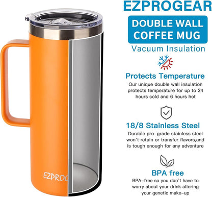 40oz Insulated Tumbler with Handle, Rose Gold | Stainless Steel, Double Wall Vacuum Insulated, Includes Lid & Straws, BPA Free