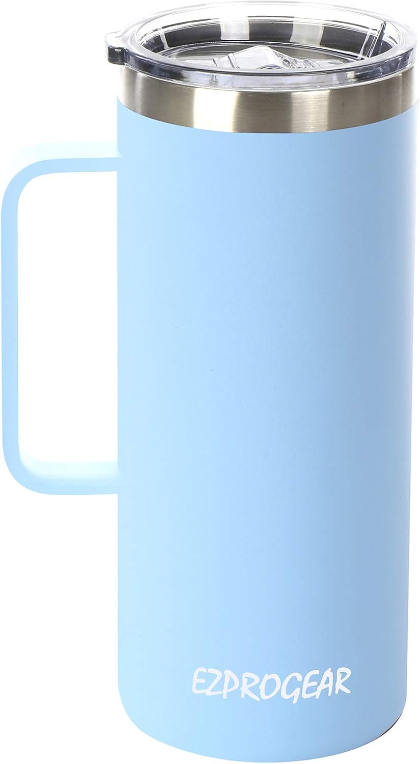 40oz Insulated Tumbler with Handle, Rose Gold | Stainless Steel, Double Wall Vacuum Insulated, Includes Lid & Straws, BPA Free