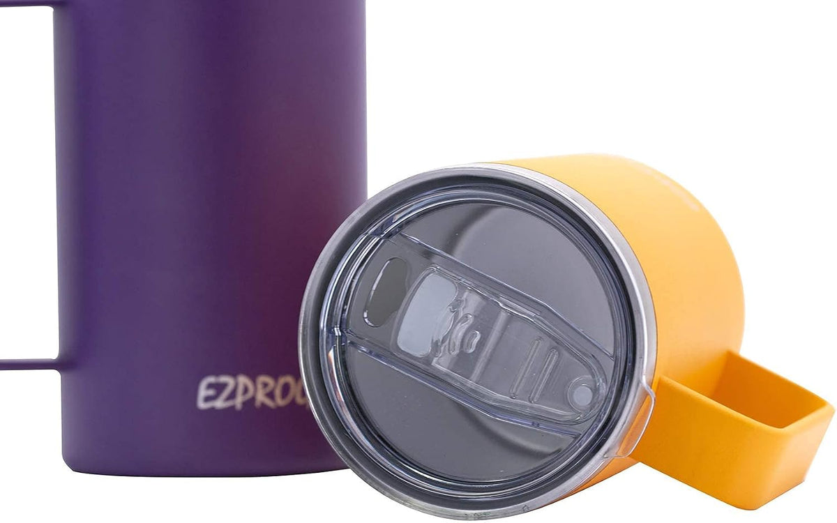40oz Insulated Tumbler with Handle, Rose Gold | Stainless Steel, Double Wall Vacuum Insulated, Includes Lid & Straws, BPA Free