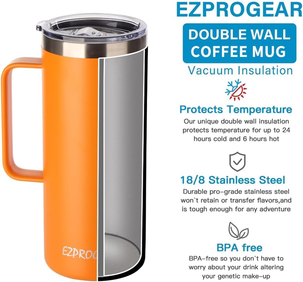 40oz Insulated Tumbler with Handle, Rose Gold | Stainless Steel, Double Wall Vacuum Insulated, Includes Lid & Straws, BPA Free