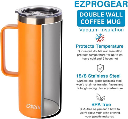 40oz Insulated Tumbler with Handle, Rose Gold | Stainless Steel, Double Wall Vacuum Insulated, Includes Lid & Straws, BPA Free