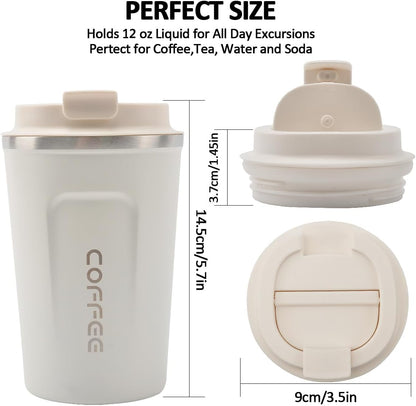 CS COSDDI 12 oz Coffee Mug - Stainless Steel Coffee Cup with Leakproof Lid