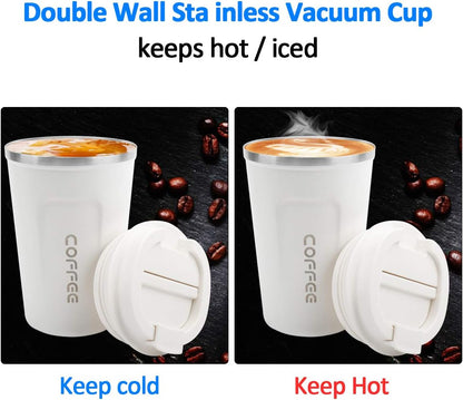 CS COSDDI 12 oz Coffee Mug - Stainless Steel Coffee Cup with Leakproof Lid