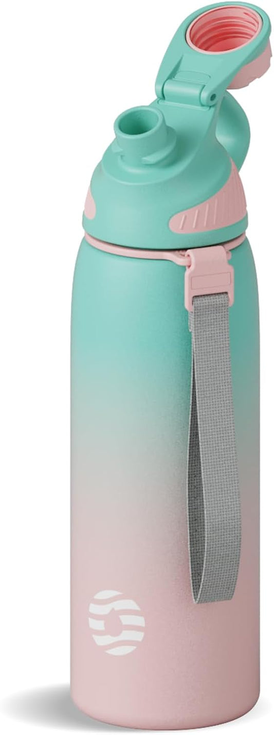 24oz Stainless Steel Insulated Water Bottle No Straw Spout Lid