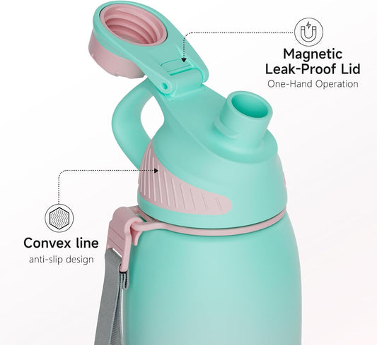 24oz Stainless Steel Insulated Water Bottle No Straw Spout Lid
