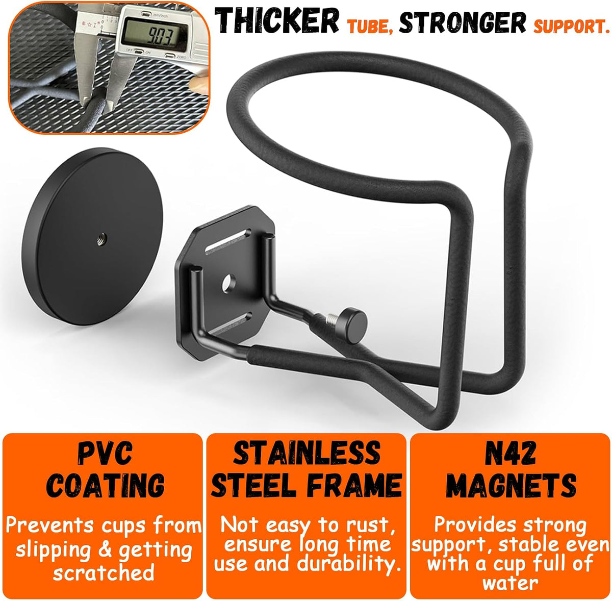 Magnetic Cup Holder Magnetic Drink Holder Heavy Duty，Magnet Truck Cup Holders, Strong Magnet Mount Water Bottle Holders for Tractor Fridge Yacht RV Forklifts Bus on Metal Surface
