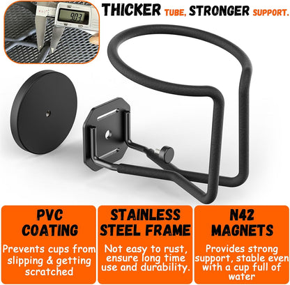 Magnetic Cup Holder Magnetic Drink Holder Heavy Duty，Magnet Truck Cup Holders, Strong Magnet Mount Water Bottle Holders for Tractor Fridge Yacht RV Forklifts Bus on Metal Surface