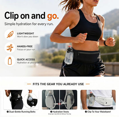 HECHZSO 8.8oz Running Water Bottle with Removable Clip for Vests and Belts