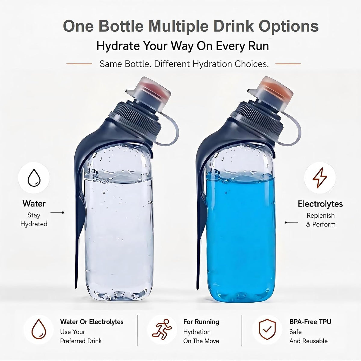 HECHZSO 8.8oz Running Water Bottle with Removable Clip for Vests and Belts