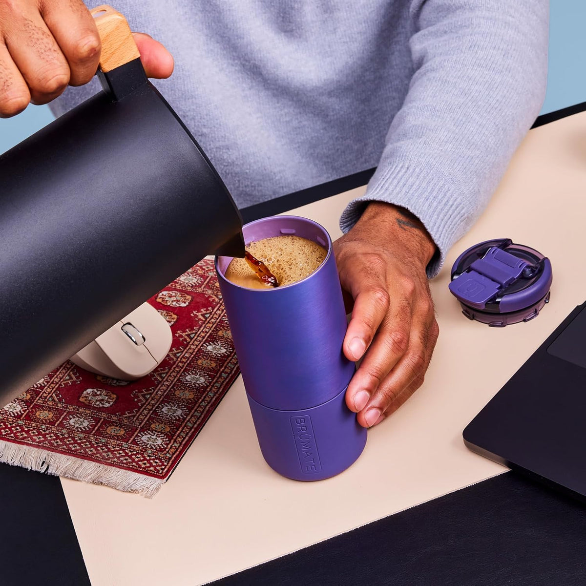 Strova 18oz 100% Leakproof Insulated Coffee Mug | Ceramic-Lined Interior | Built-In Silicone Sleeve for Travel | Locking Flip Lid (Sage)