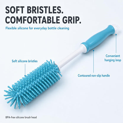 Silicone Bottle Brush Set, 12" Long Handle, Nipple and Straw Brushes