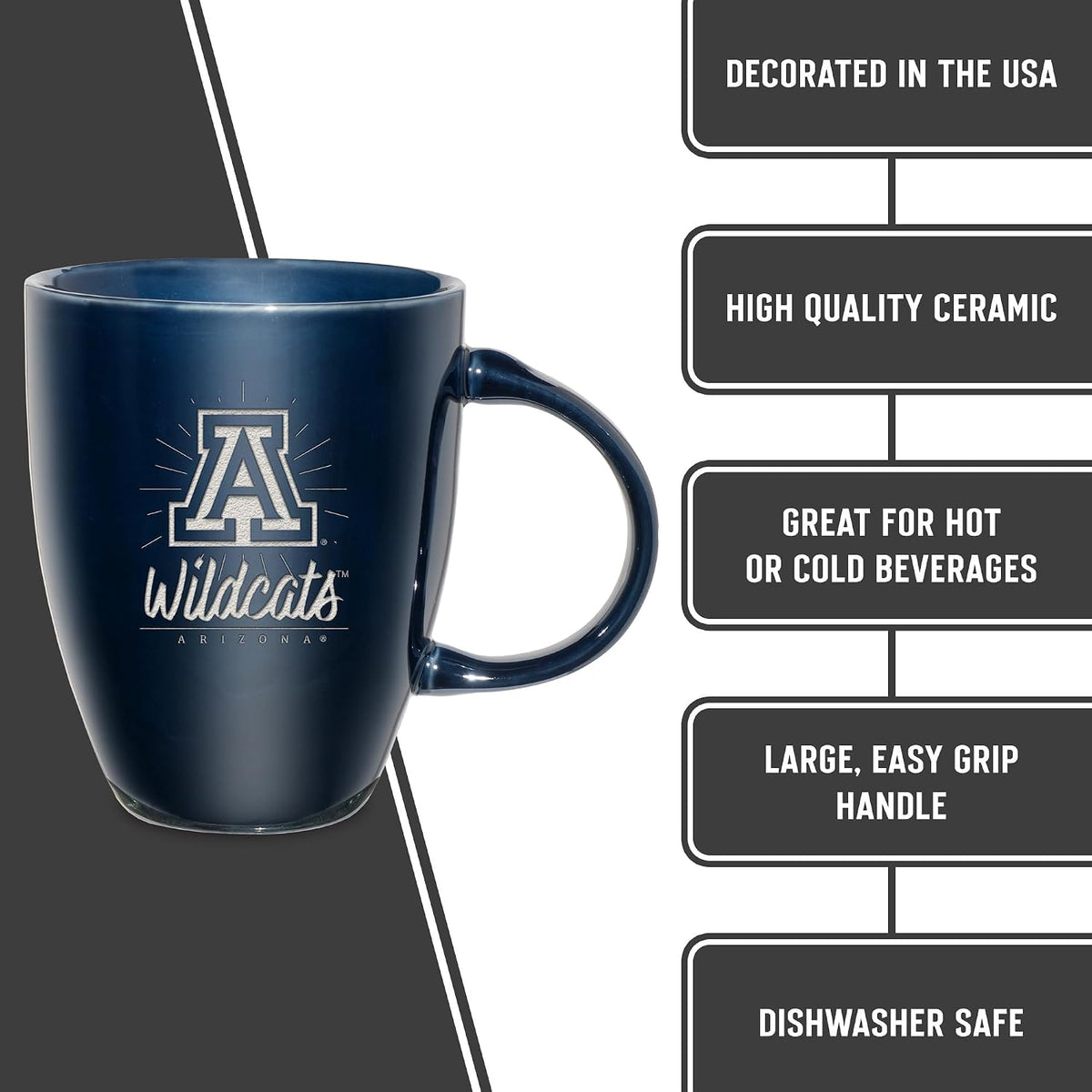 NCAA 18oz Laser Engraved Ceramic Lustre Mug - Coffee-Tea - Colors D