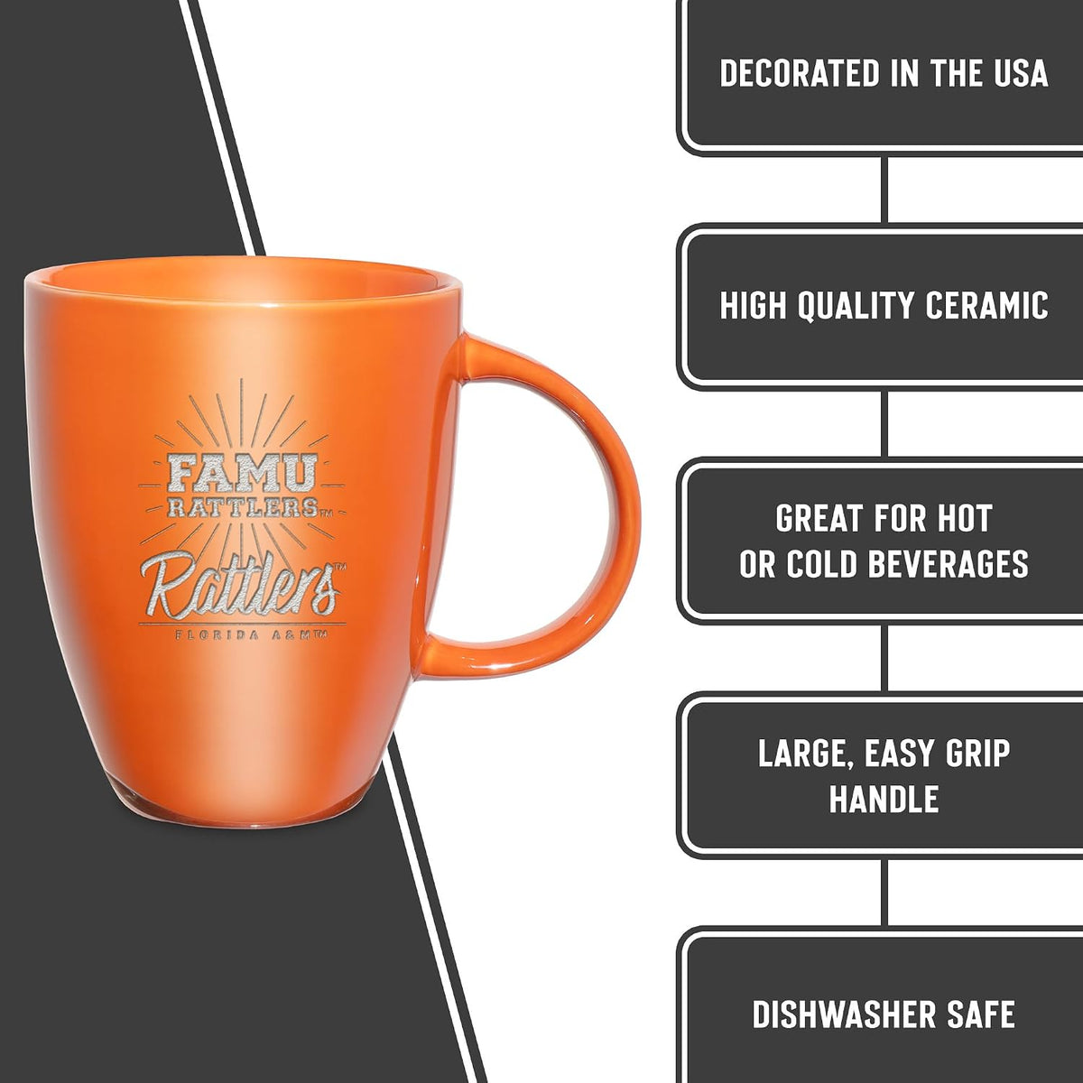 NCAA 18oz Laser Engraved Ceramic Lustre Mug - Coffee-Tea - Colors D