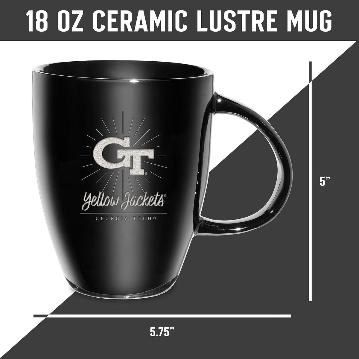 NCAA 18oz Laser Engraved Ceramic Lustre Mug - Coffee-Tea - Colors D