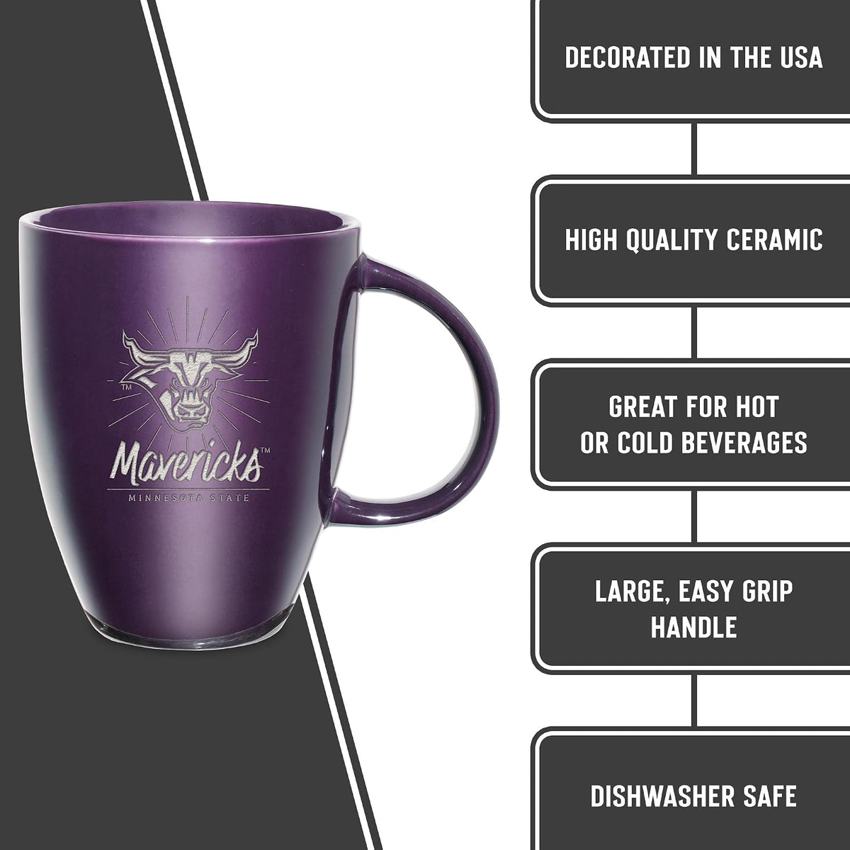 NCAA 18oz Laser Engraved Ceramic Lustre Mug - Coffee-Tea - Colors D