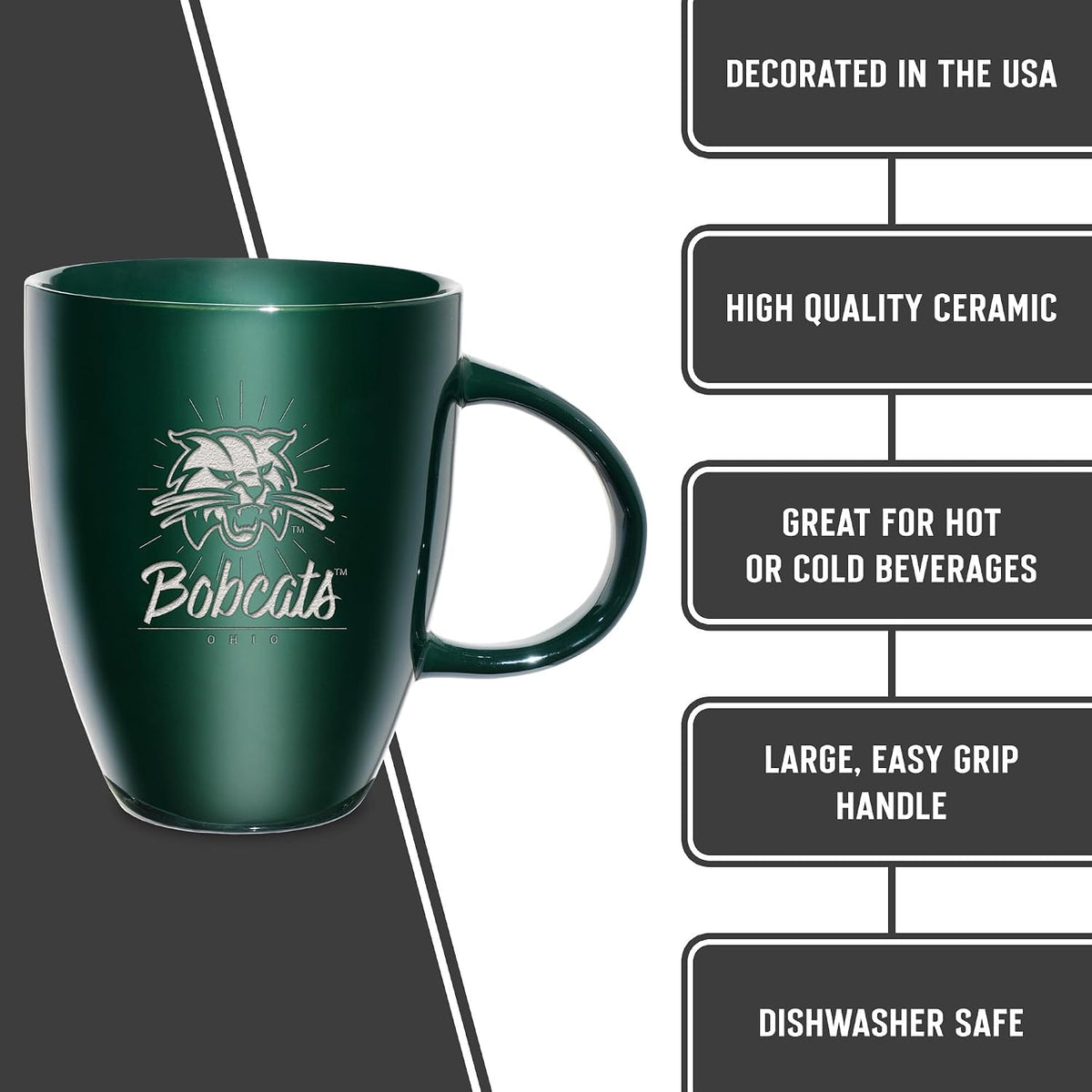 NCAA 18oz Laser Engraved Ceramic Lustre Mug - Coffee-Tea - Colors D