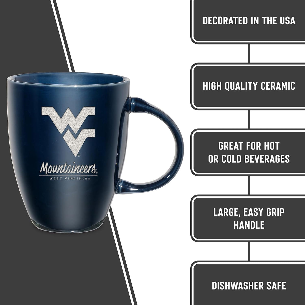 NCAA 18oz Laser Engraved Ceramic Lustre Mug - Coffee-Tea - Colors D