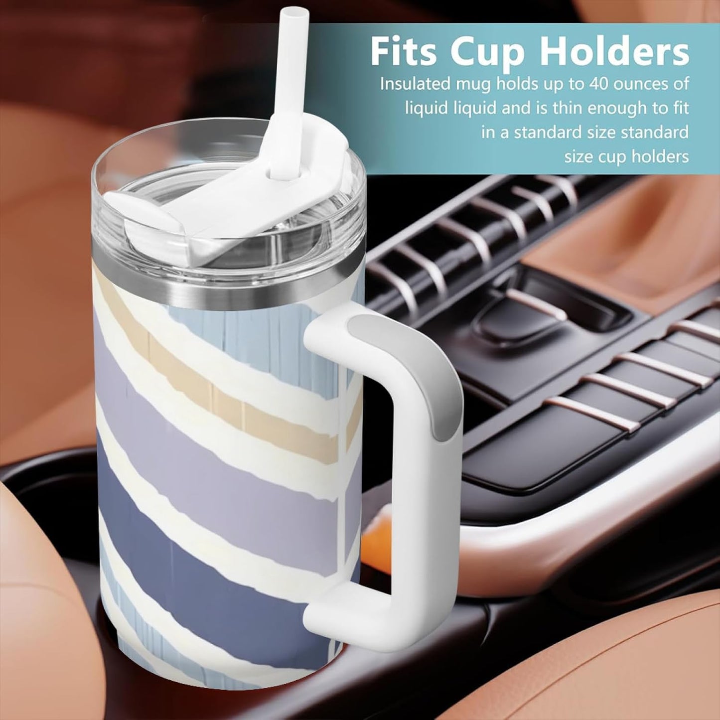 Commuter Vacuum Tumbler: No-Leak 40OZ Capacity, Easy Single-Hand Use, Fits Vehicles/Offices - Perfect for Travel, Driving, Daily Transit