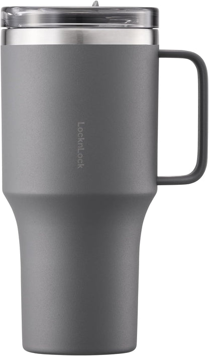 Metro Travel Mug, Premium 18/8 Stainless Steel Tumbler Cup for Hot and Cold Drinks, Double Wall Insulated with Handle and Lid, Ivory, 27oz