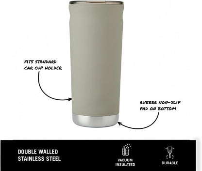 18 oz Insulated Coffee Mug with Handle & Flow Motion Lid, 18/8 Stainless Steel Vacuum Travel Tumbler, Cup Holder Friendly, Keeps Hot 6 Hours，Black