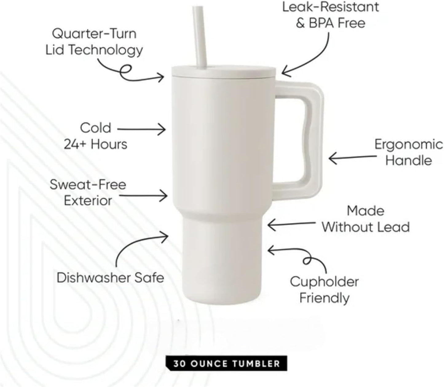 18 oz Insulated Coffee Mug with Handle & Flow Motion Lid, 18/8 Stainless Steel Vacuum Travel Tumbler, Cup Holder Friendly, Keeps Hot 6 Hours，Black