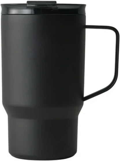 18 oz Insulated Coffee Mug with Handle & Flow Motion Lid, 18/8 Stainless Steel Vacuum Travel Tumbler, Cup Holder Friendly, Keeps Hot 6 Hours，Black