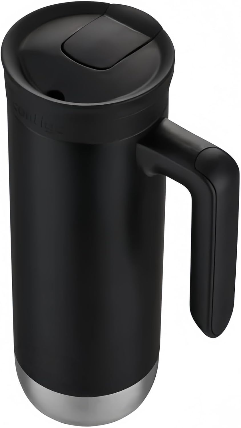 18 oz Insulated Coffee Mug with Handle & Flow Motion Lid, 18/8 Stainless Steel Vacuum Travel Tumbler, Cup Holder Friendly, Keeps Hot 6 Hours，Black