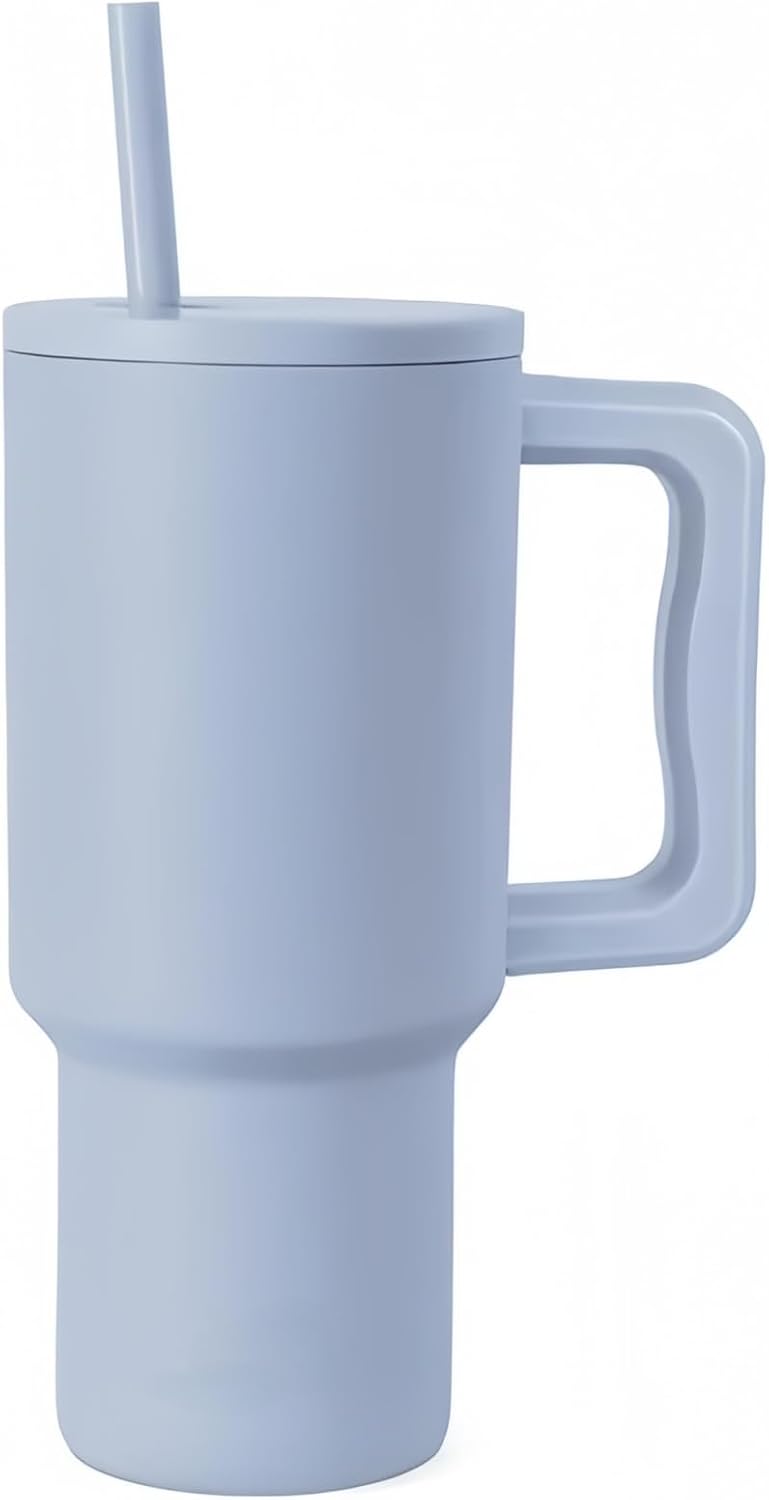 18 oz Insulated Coffee Mug with Handle & Flow Motion Lid, 18/8 Stainless Steel Vacuum Travel Tumbler, Cup Holder Friendly, Keeps Hot 6 Hours，Black