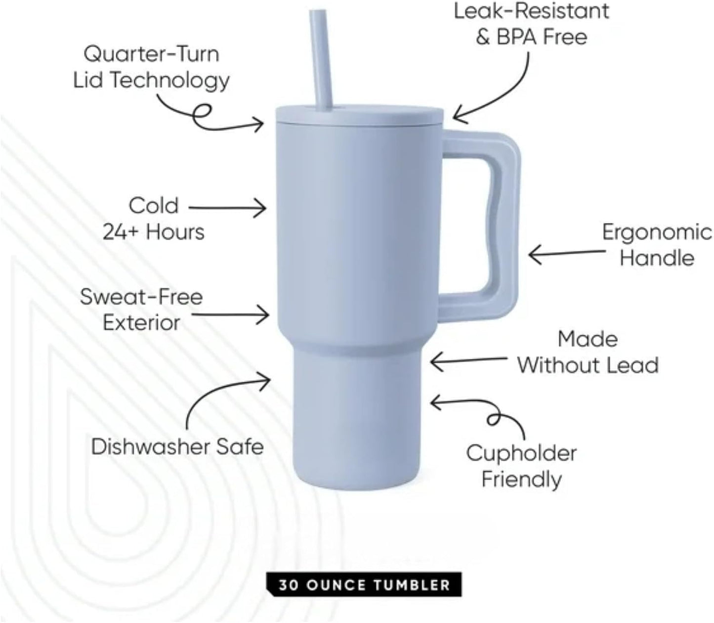18 oz Insulated Coffee Mug with Handle & Flow Motion Lid, 18/8 Stainless Steel Vacuum Travel Tumbler, Cup Holder Friendly, Keeps Hot 6 Hours，Black