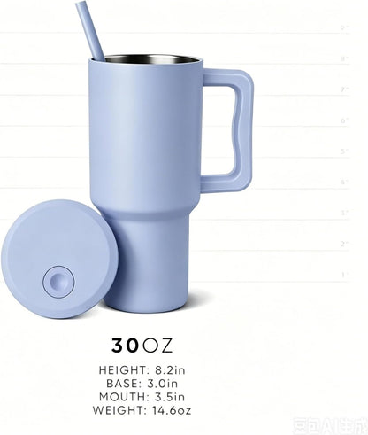 18 oz Insulated Coffee Mug with Handle & Flow Motion Lid, 18/8 Stainless Steel Vacuum Travel Tumbler, Cup Holder Friendly, Keeps Hot 6 Hours，Black