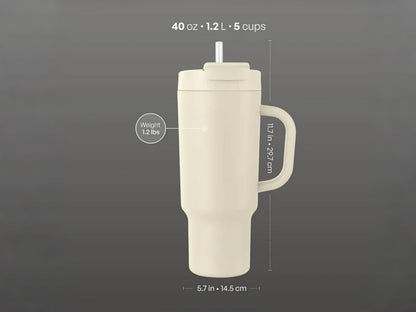 18 oz Insulated Coffee Mug with Handle & Flow Motion Lid, 18/8 Stainless Steel Vacuum Travel Tumbler, Cup Holder Friendly, Keeps Hot 6 Hours，Black